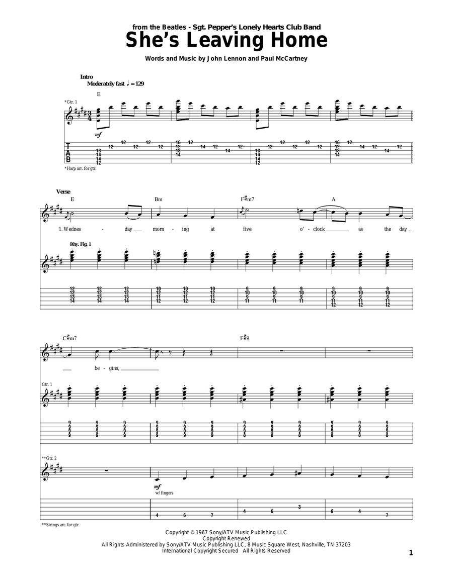 She's Leaving Home She's Leaving Home Acoustic Guitar scores gallery preview page 1