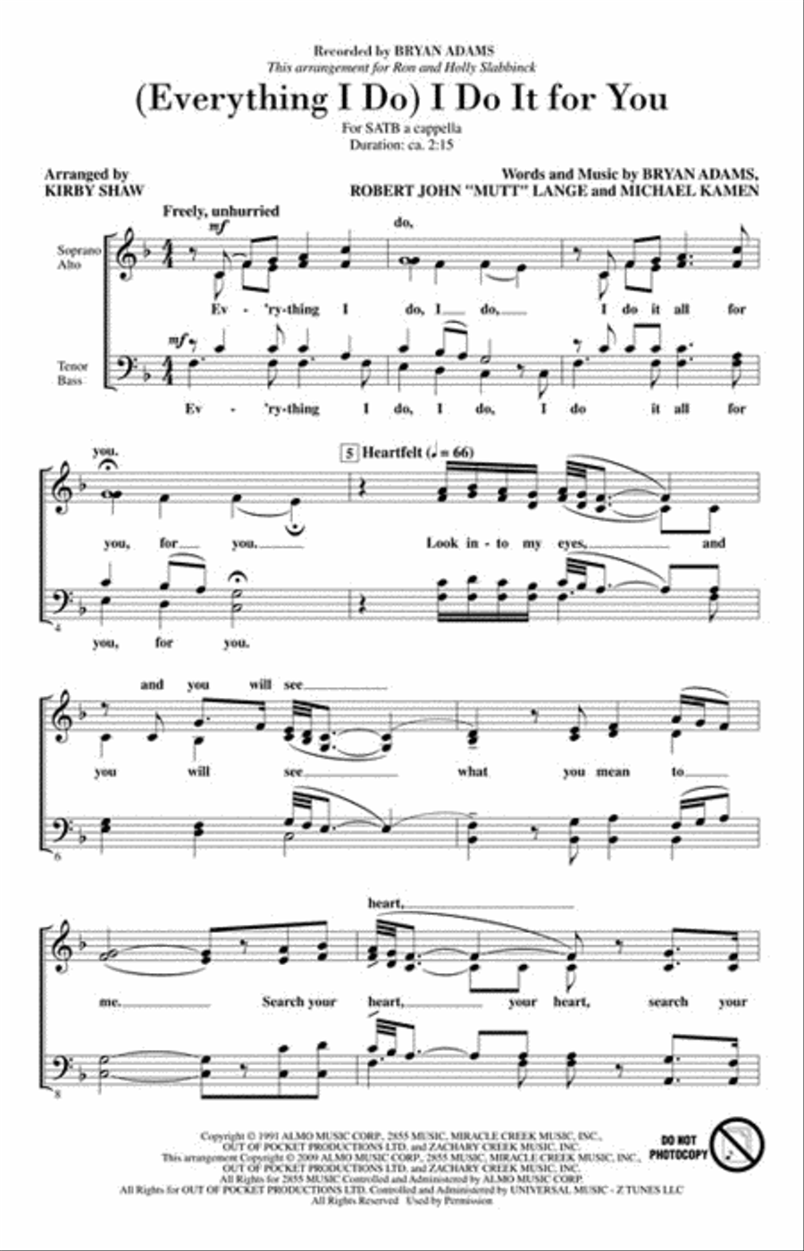 (Everything I Do) I Do It for You 4-Part scores gallery preview page 2