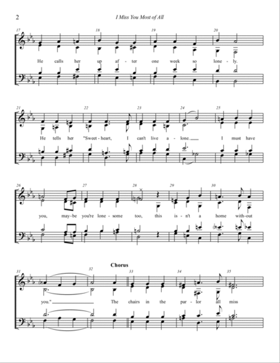I Miss You Most of All 4-Part scores gallery preview page 2