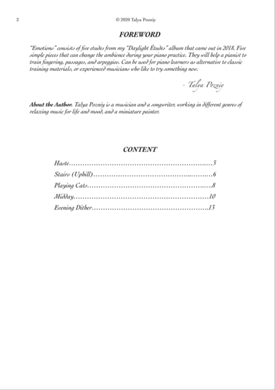 Emotions. Daylight Etudes. by Talya Pozniy Piano Method scores gallery preview page 2