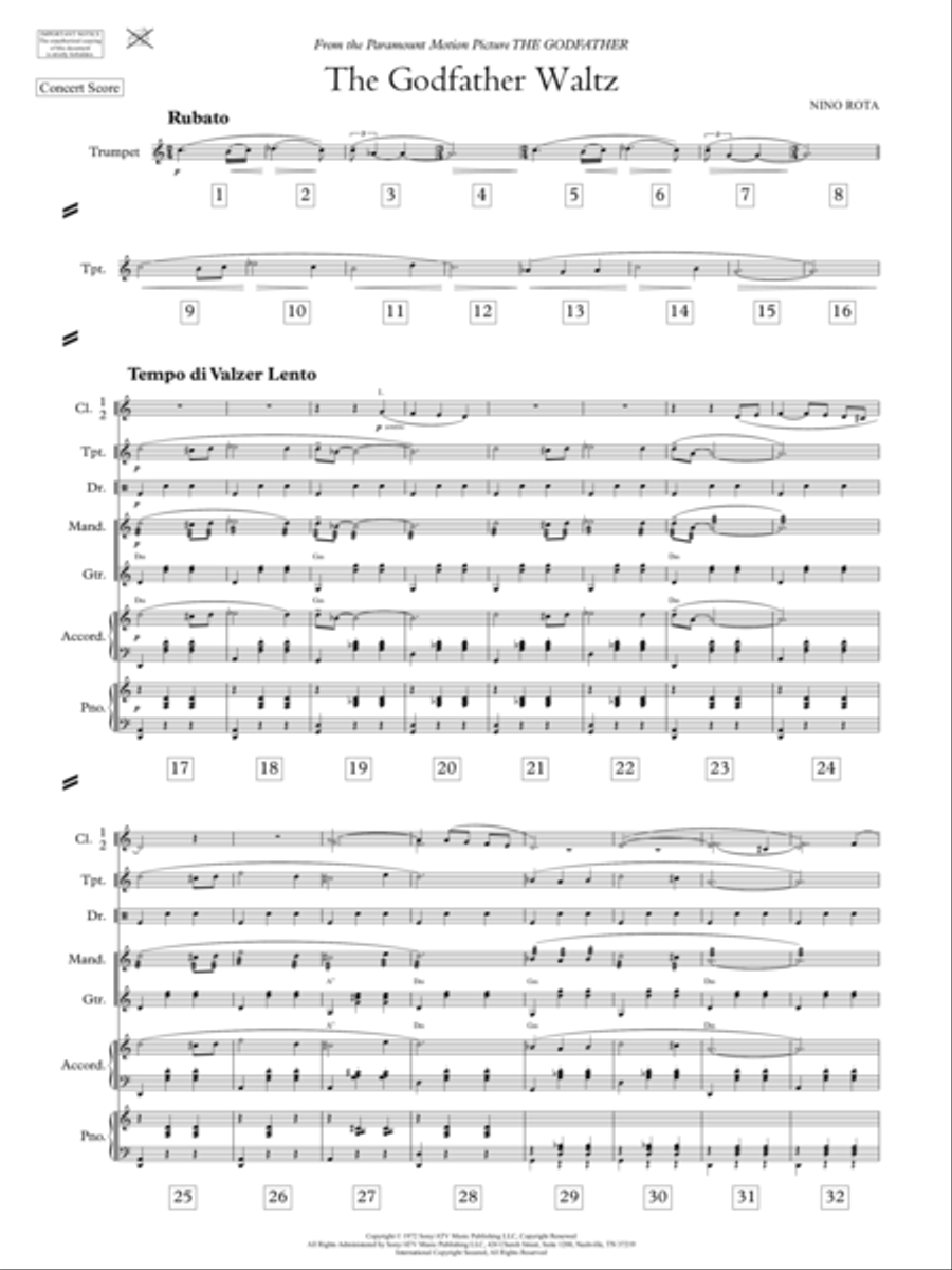 The Godfather Waltz - Score Only Chamber Orchestra scores gallery preview page 3