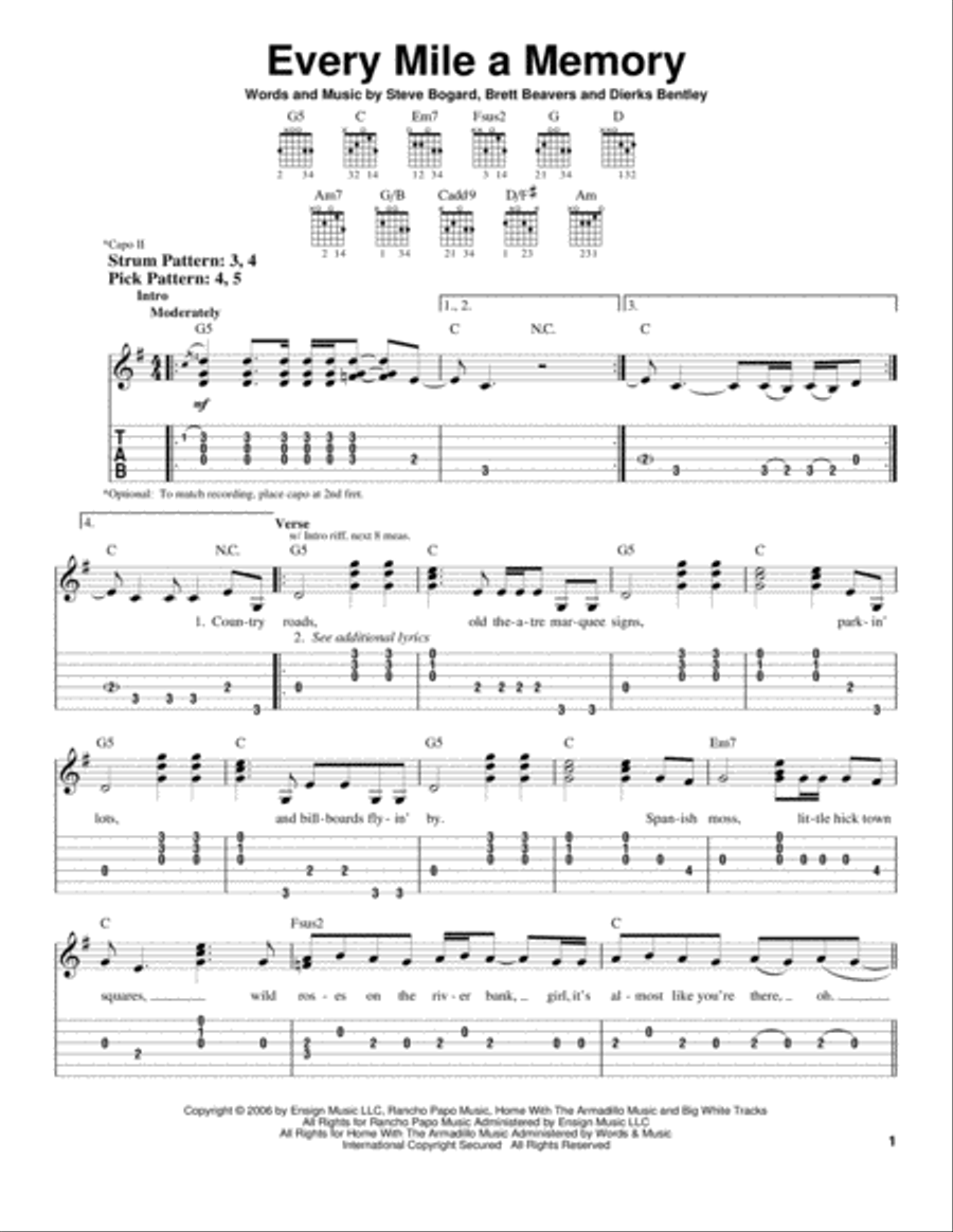 Every Mile A Memory Acoustic Guitar scores gallery preview page 1