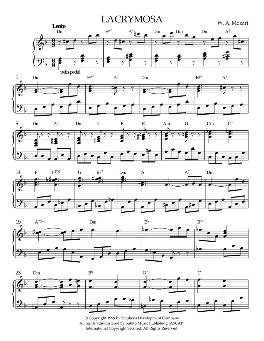 Lacrymosa, K. 626 Piano Solo scores gallery preview page 1