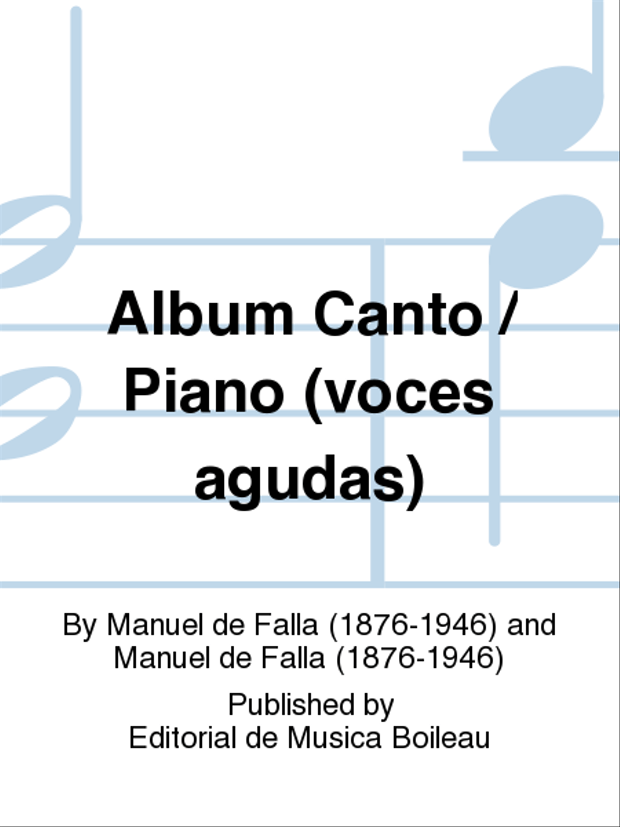 Album Canto / Piano (voces agudas) Voice Solo scores gallery preview page 1