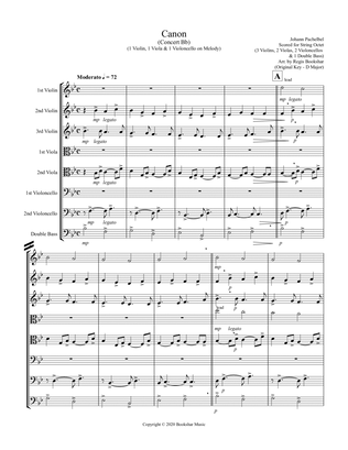 Canon (Pachelbel) (Bb) (String Octet - 3 Violin, 2 Viola, 2 Cello, 1 Bass) (1 Violin, 1 Viola, 1 Cel