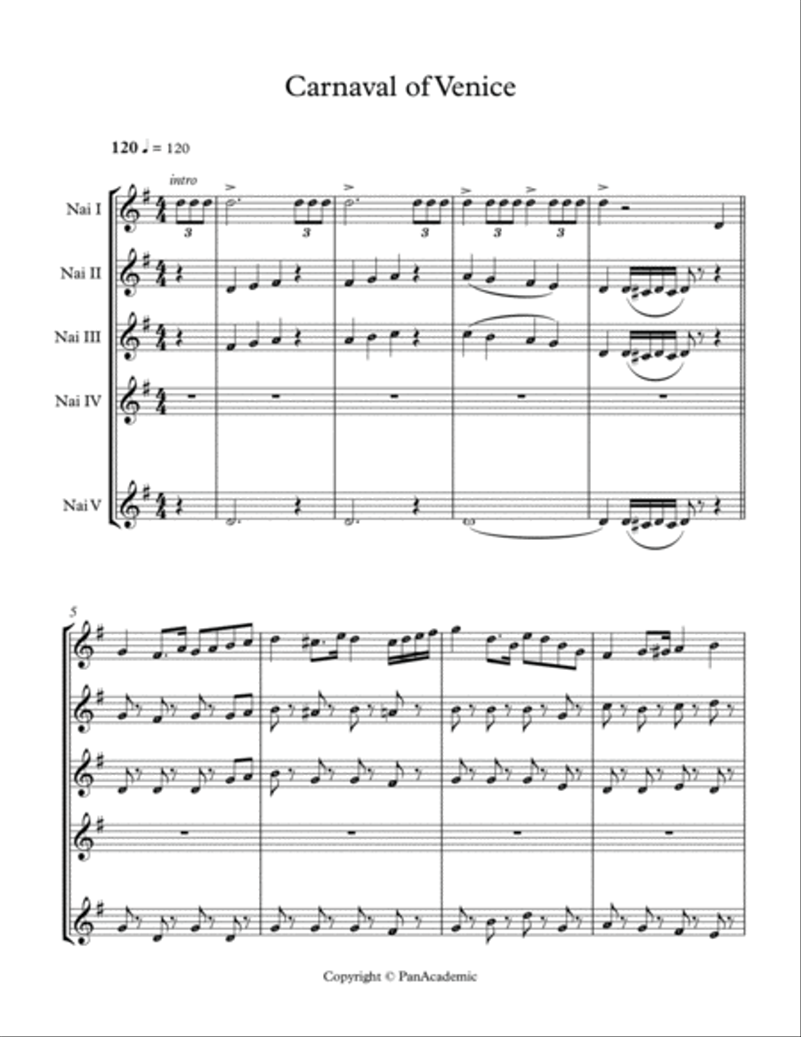Paganini, Niccolò - Il carnevale di Venezia Small Ensemble scores gallery preview page 1