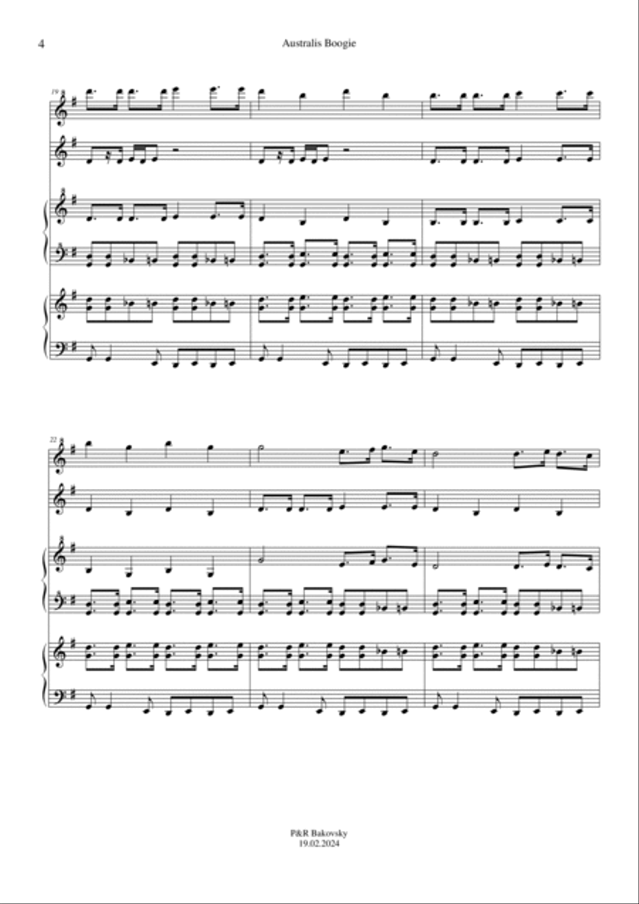 R. Bakovsky: Australis Boogie for Marimba, Keyboard, Celesta, and Glockenspiel Piano scores gallery preview page 5