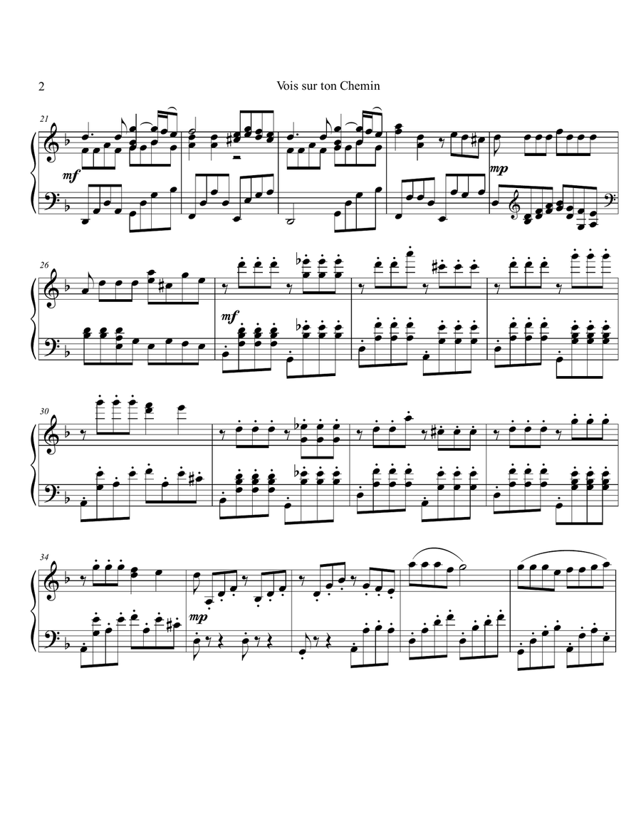 Vois Sur Ton Chemin Piano Solo scores gallery preview page 2