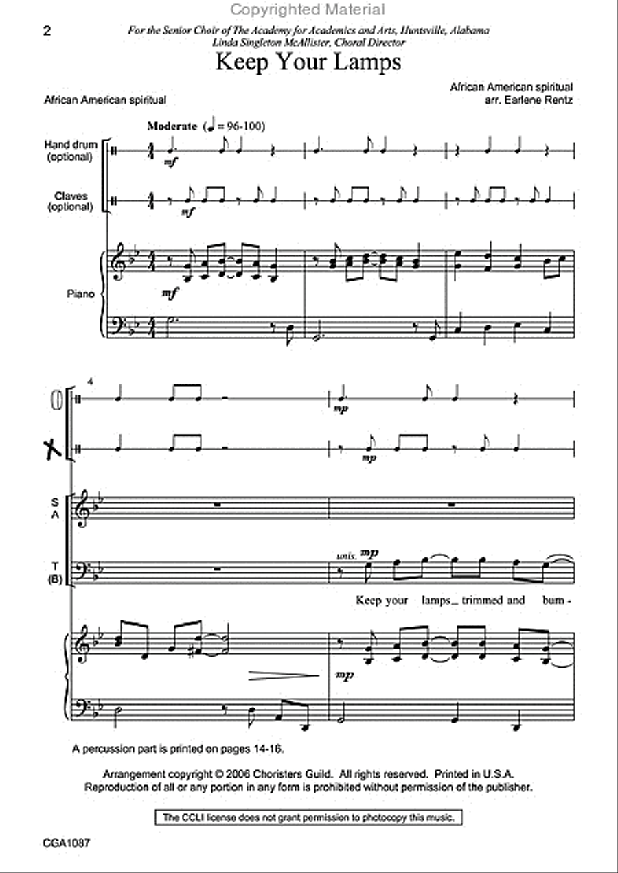 Keep Your Lamps Keep Your Lamps 4-Part scores gallery preview page 2