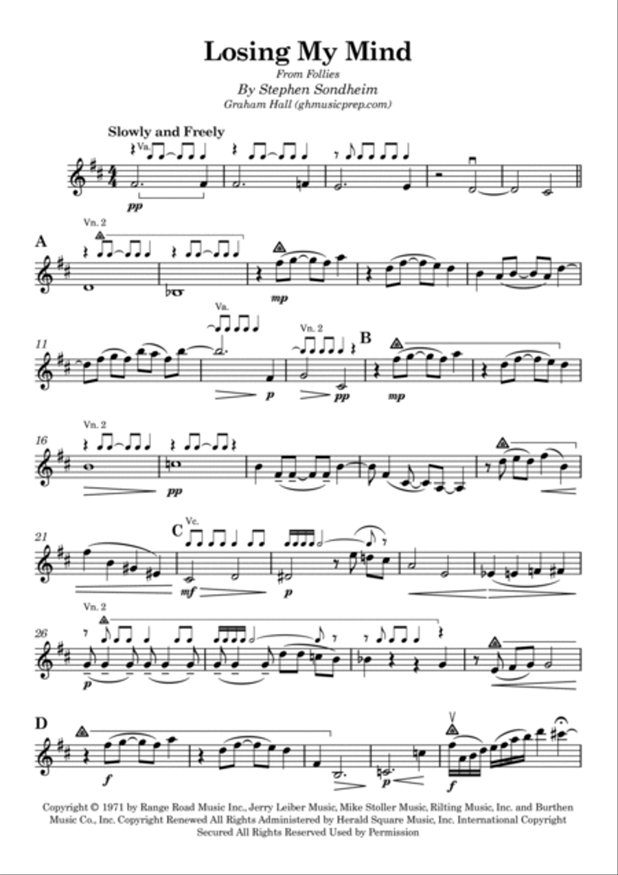 Losing My Mind String Quartet scores gallery preview page 6