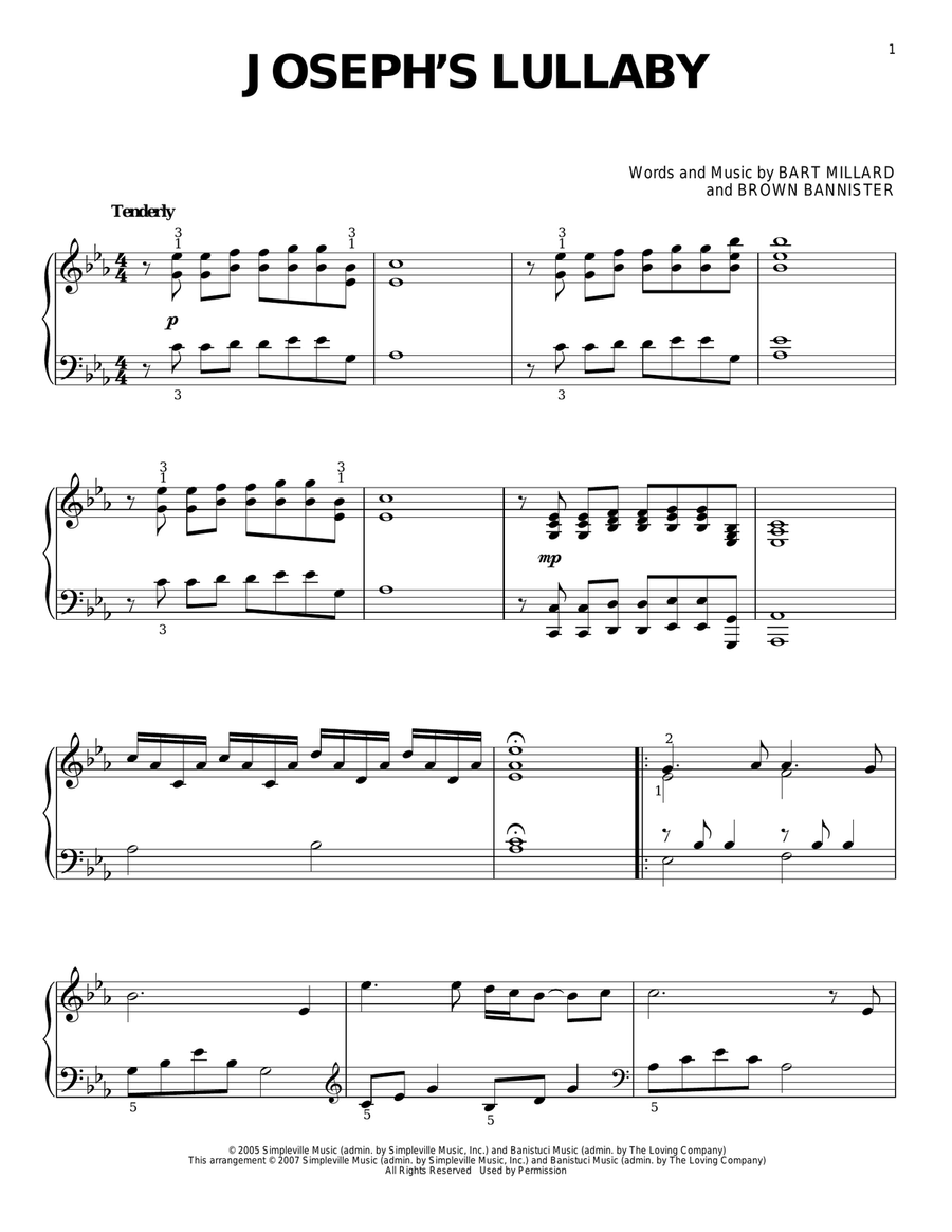 Joseph's Lullaby Piano Solo scores gallery preview page 1