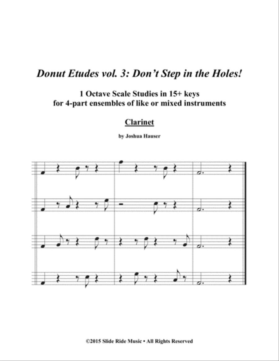 Donut Etudes vol. 3: Don’t Step in the Holes! – Clarinet Quartet Clarinet Quartet scores gallery preview page 1