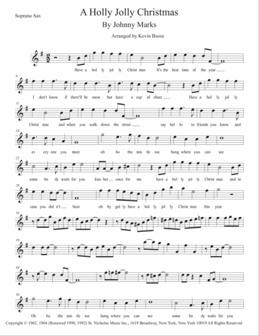 A Holly Jolly Christmas Soprano Saxophone scores gallery preview page 1
