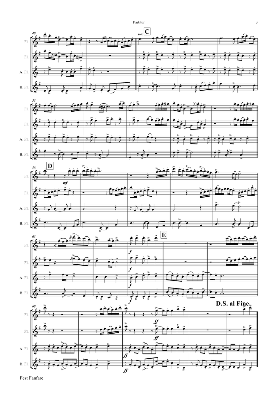 Fest Fanfare - Classical Festive Fanfare - Opener - Flute Quartet Flute Quartet scores gallery preview page 3