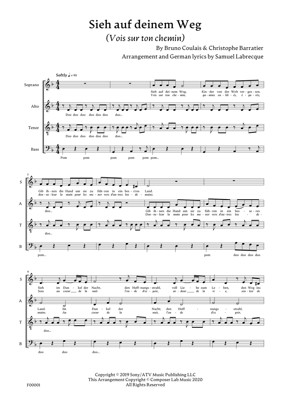 Vois Sur Ton Chemin 4-Part scores gallery preview page 1
