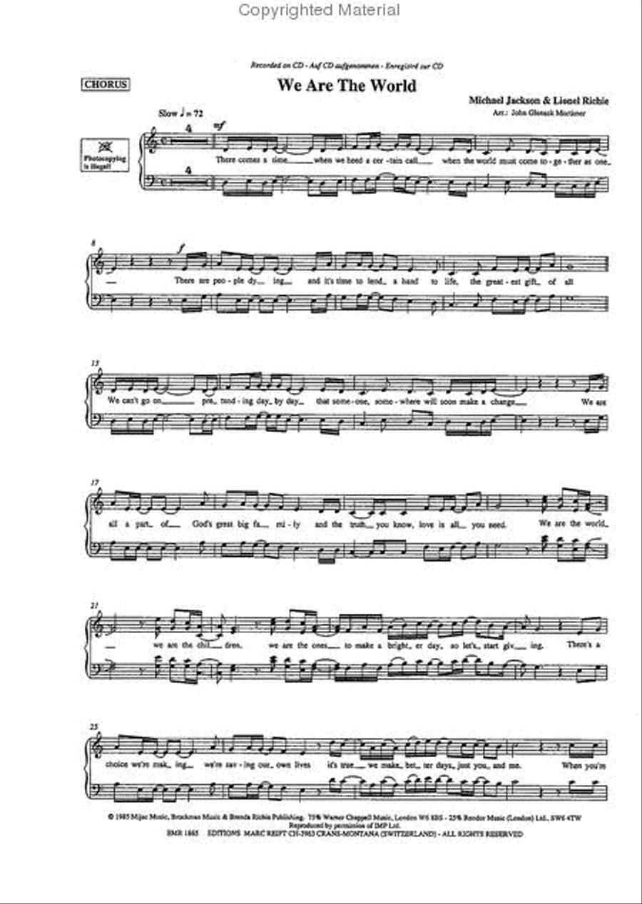 We Are The World We Are The World 4-Part scores gallery preview page 5