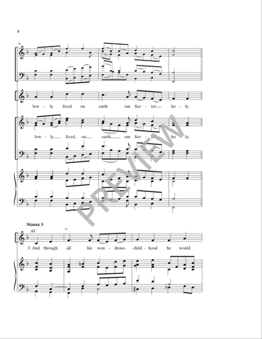 Once in Royal David's City 4-Part scores gallery preview page 8