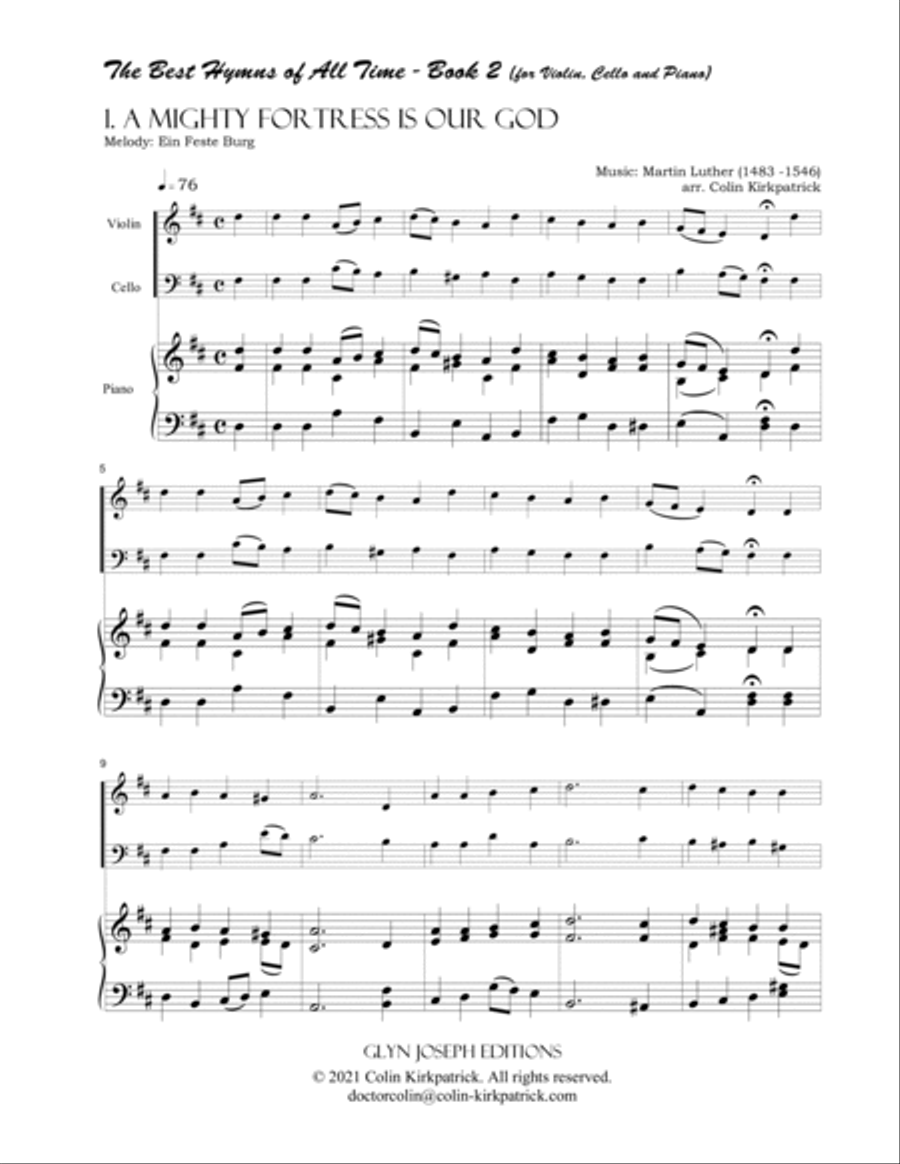 The Best Hymns of All Time (Violin, Cello and Piano) Book 2 Piano Trio scores gallery preview page 3