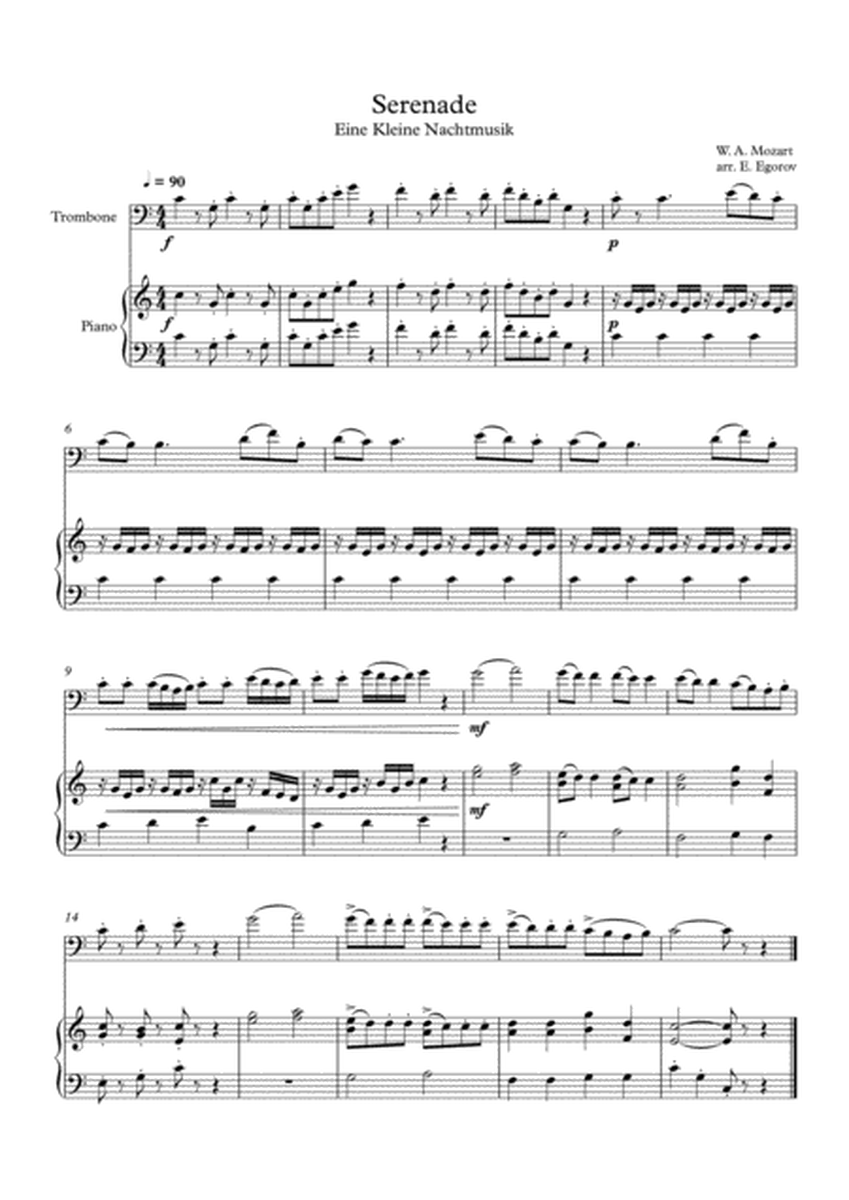Serenade (Eine Kleine Nachtmusik), Wolfgang Amadeus Mozart, For Trombone & Piano image number null