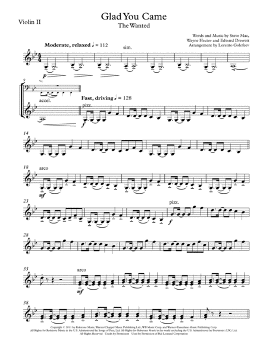 Glad You Came String Quartet scores gallery preview page 3