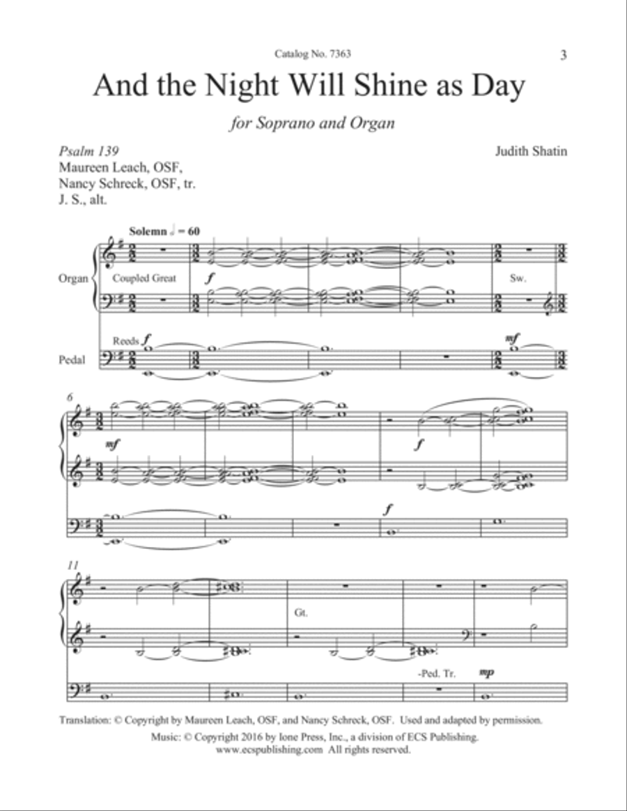 And the Night Will Shine as Day Soprano Voice scores gallery preview page 3