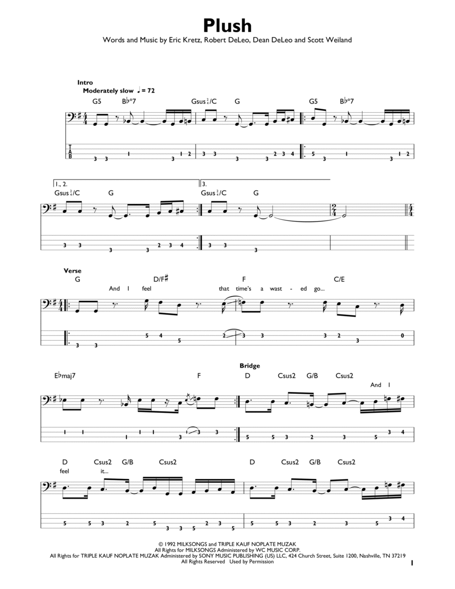 Plush Bass Guitar scores gallery preview page 1