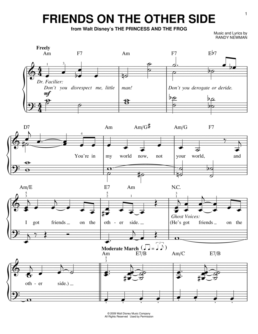 Friends On The Other Side Easy Piano scores gallery preview page 1