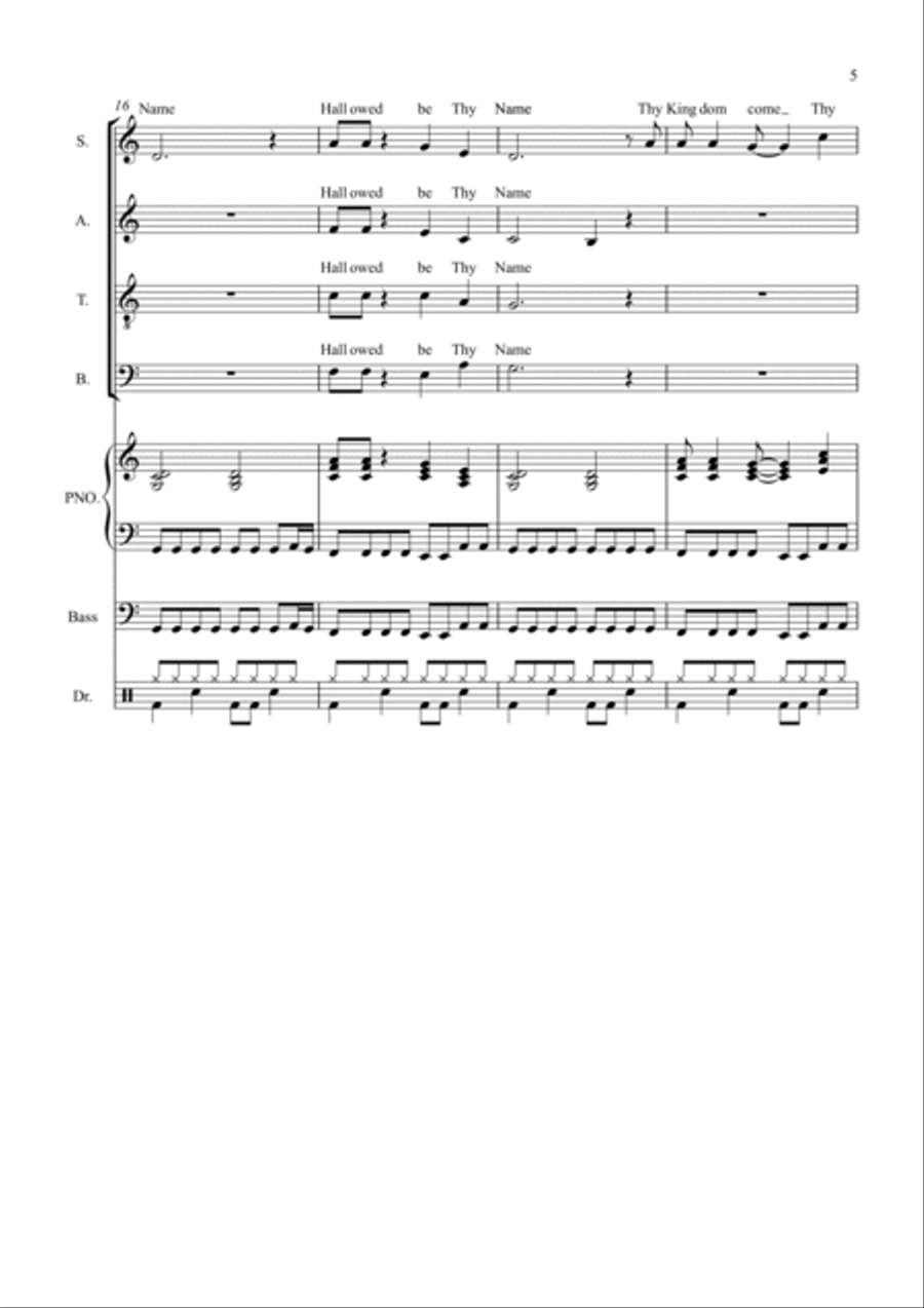 The Lord's Prayer (Gospel Style) for Choir And Piano Choir scores gallery preview page 5