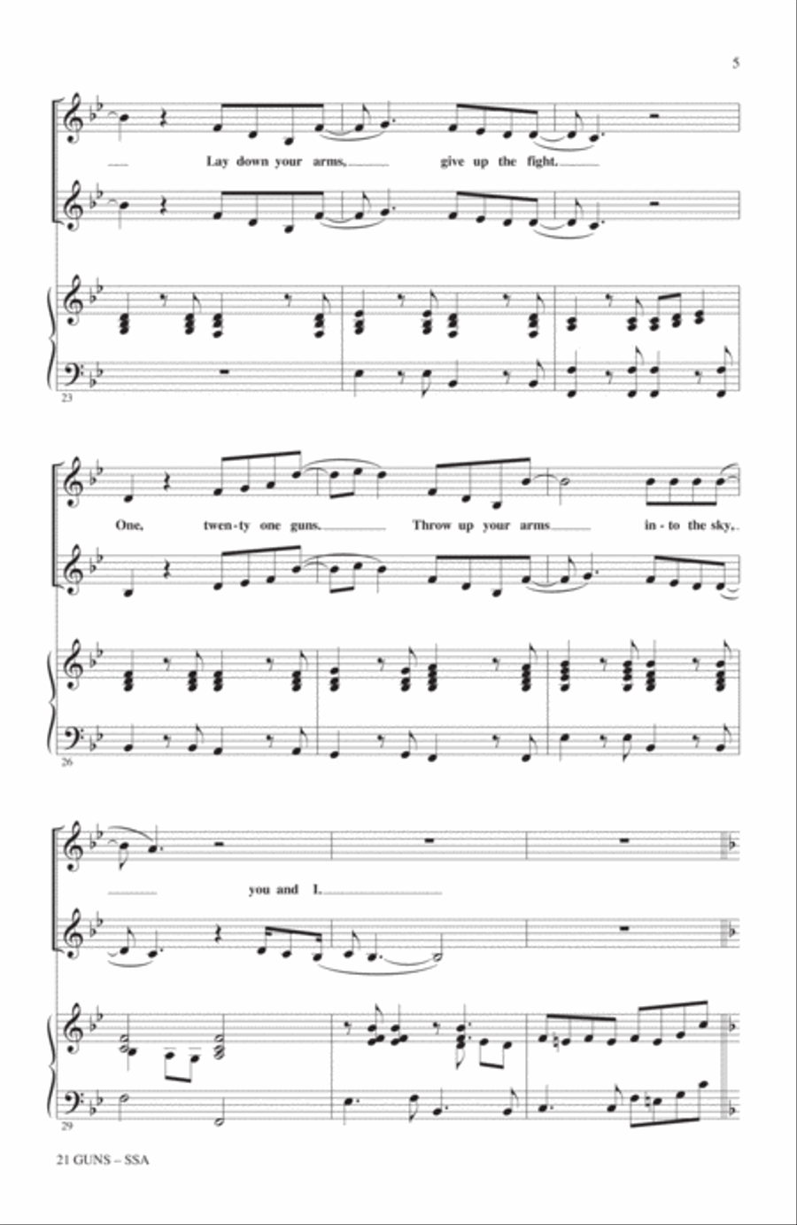 21 Guns (from Green Day's American Idiot) (arr. Roger Emerson) SSA scores gallery preview page 4