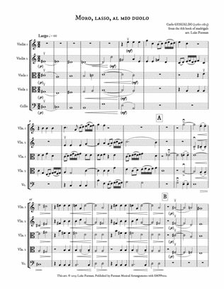 Moro, lasso, al mio duolo (Madrigal for String Quintet)