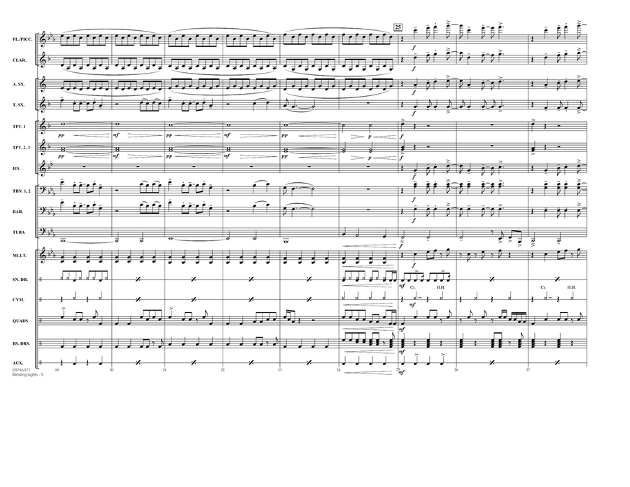 Blinding Lights (arr. Matt Conaway) - Conductor Score (Full Score) Marching Band scores gallery preview page 4