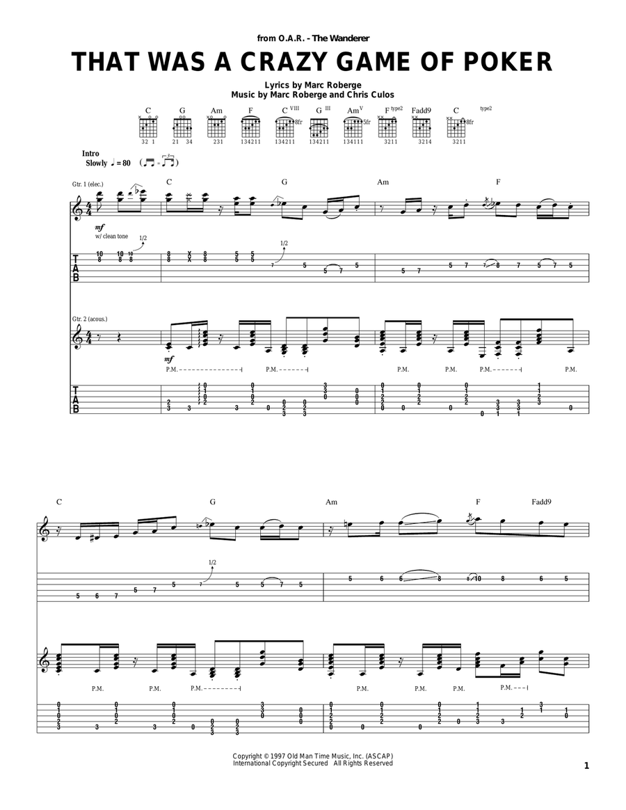 That Was A Crazy Game Of Poker Acoustic Guitar scores gallery preview page 1