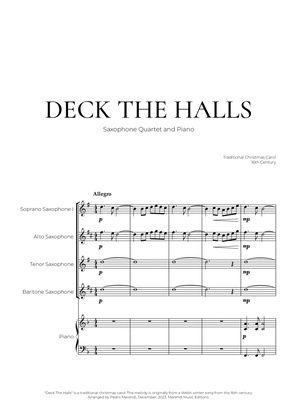 Deck The Halls (Saxophone Quartet and Piano) - Christmas Carol