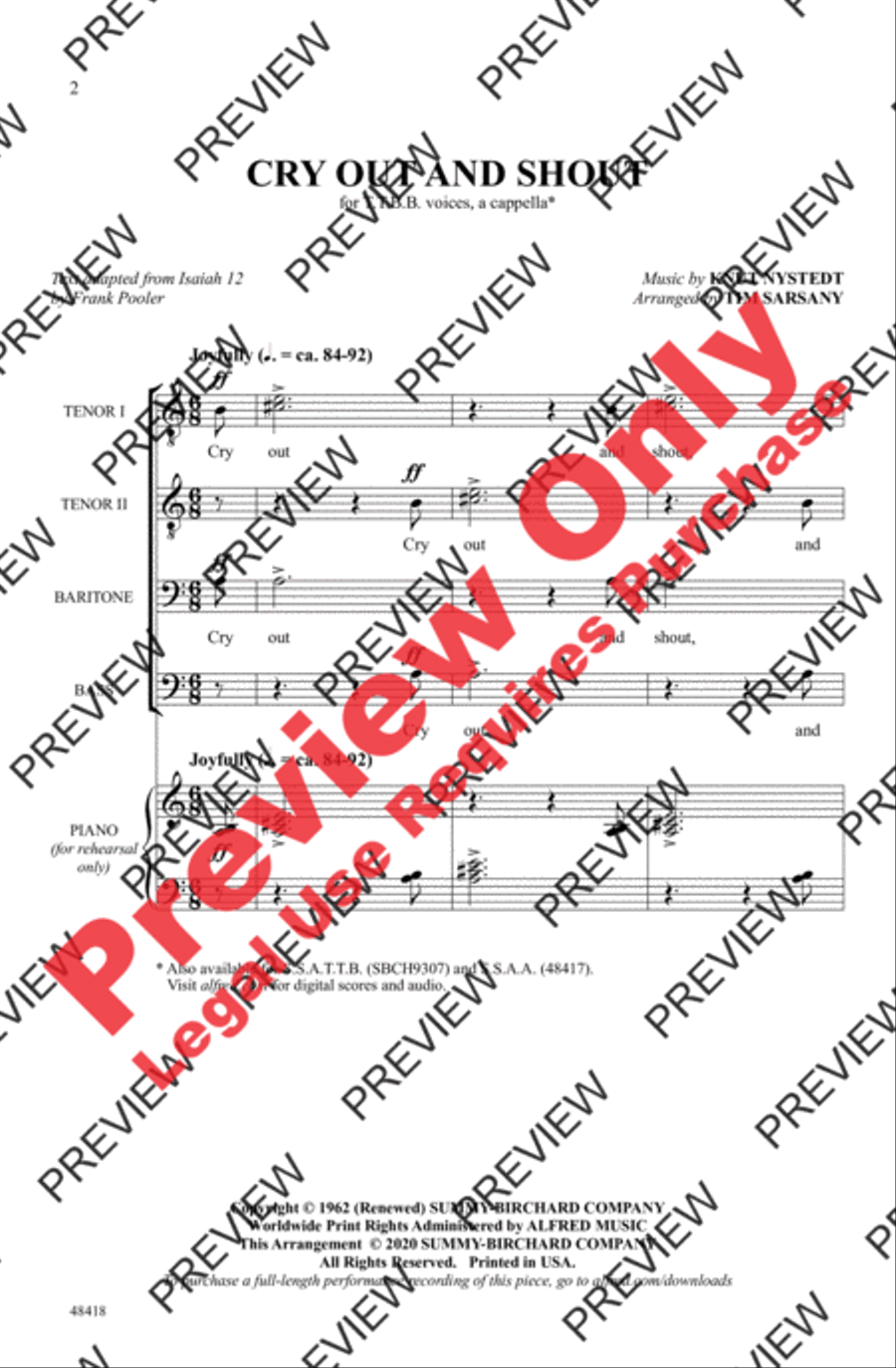 Cry Out and Shout Men's Choir scores gallery preview page 2