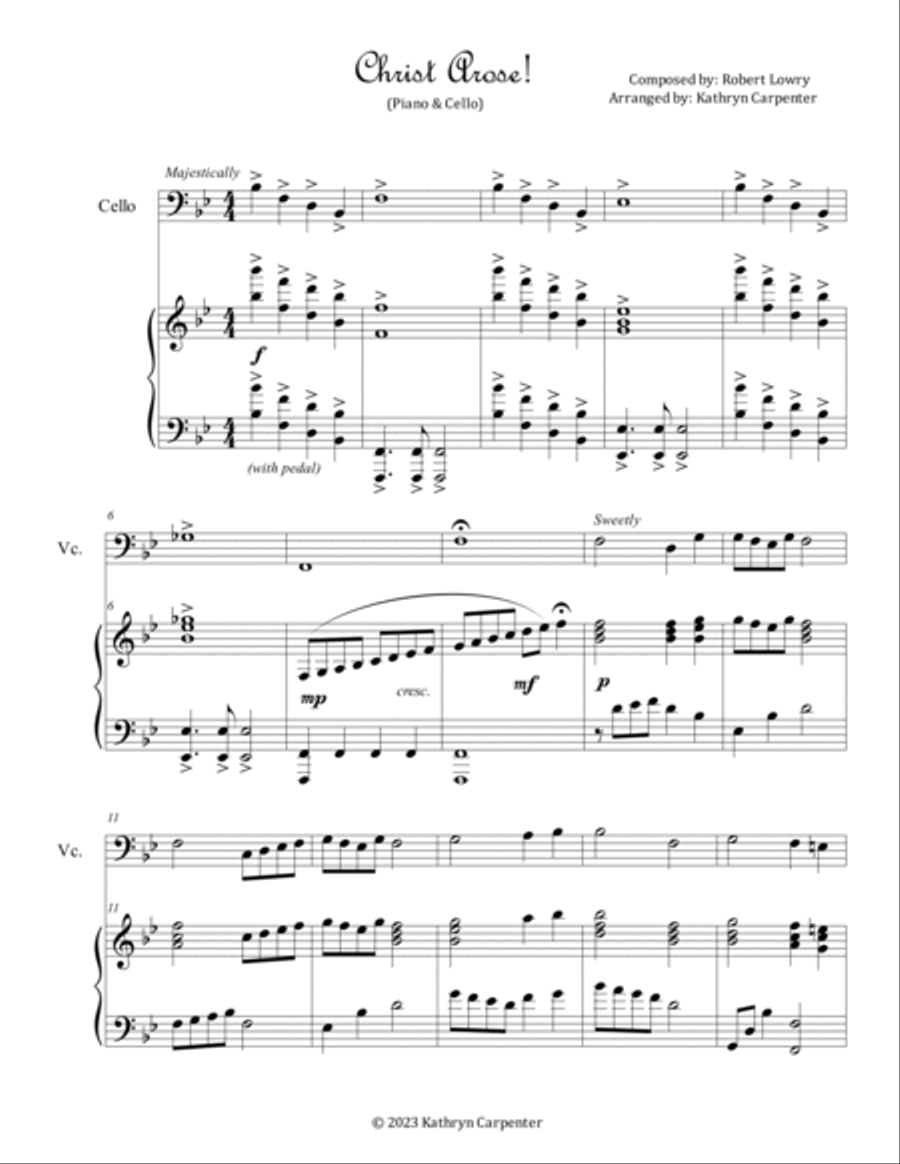 Christ Arose (Piano & Cello) Christ Arose (Piano & Cello) Piano scores gallery preview page 2
