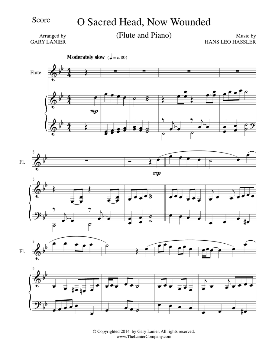 O SACRED HEAD, NOW WOUNDED (Flute/Piano and Flute Part) Flute scores gallery preview page 1