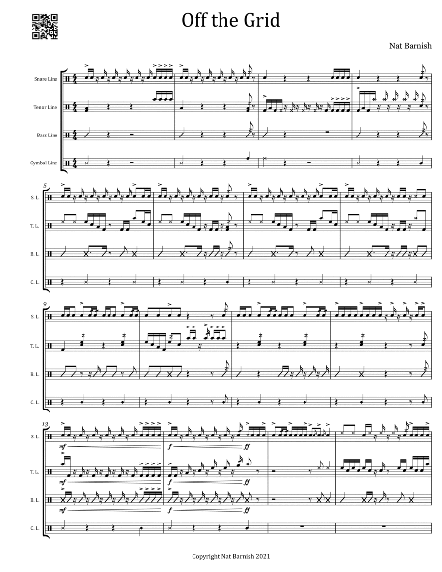 Off the Grid Percussion Ensemble scores gallery preview page 1