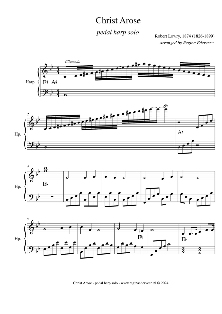 Book cover for Christ Arose - pedal harp solo - Regina Ederveen