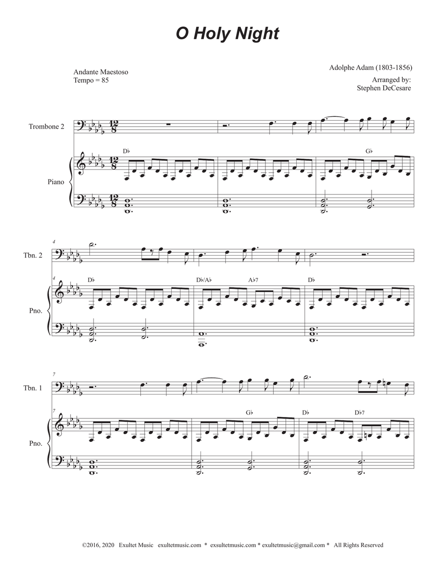 O Holy Night (Trombone Duet) - Alternate Version) Trombone Duet scores gallery preview page 2