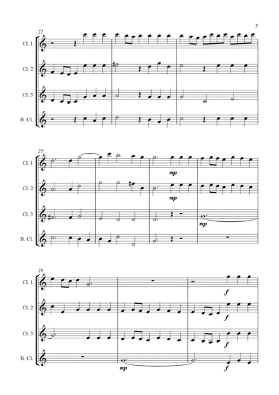 Alla Hornpipe from Handel's Water Music - for Clarinet Quartet Clarinet Quartet scores gallery preview page 4