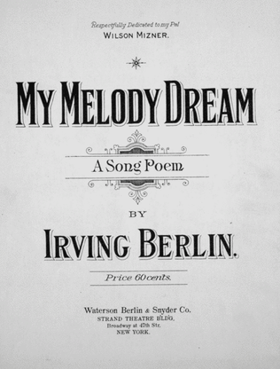 Book cover for My Melody Dream. A Song Poem