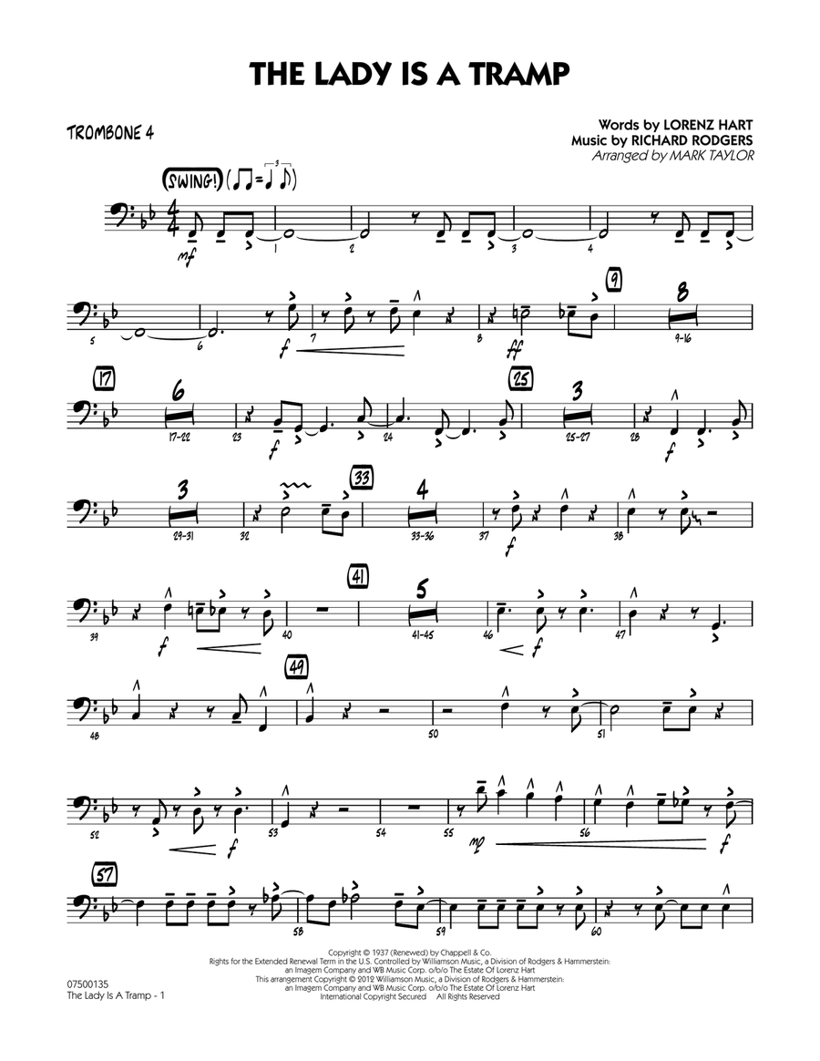 The Lady Is A Tramp - Trombone 4 Jazz Ensemble scores gallery preview page 1