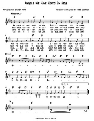 Book cover for Angels We Have Heard On High - Lead sheet (melody, lyrics & chords) in key of D
