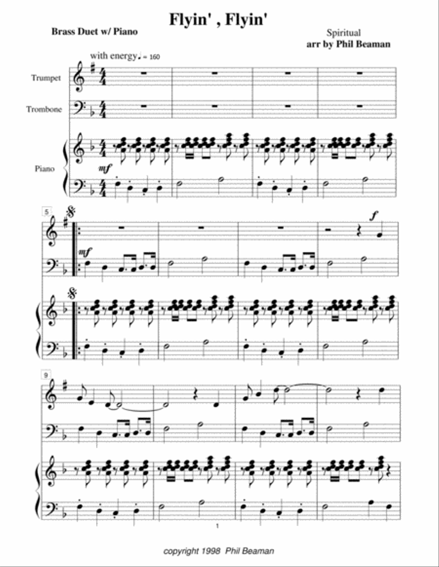 Flyin', Flyin' - Trumpet/Trombone duet with Piano image number null