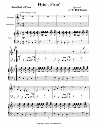 Flyin', Flyin' - Trumpet/Trombone duet with Piano