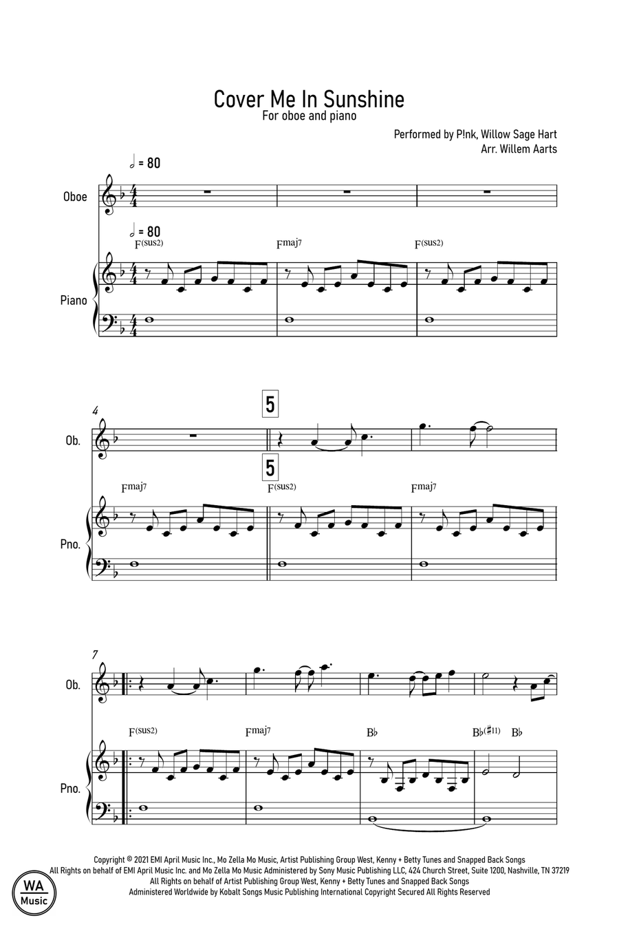 Cover Me In Sunshine Piano scores gallery preview page 1