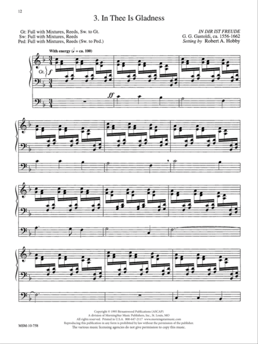 In Thee Is Gladness Organ scores gallery preview page 1
