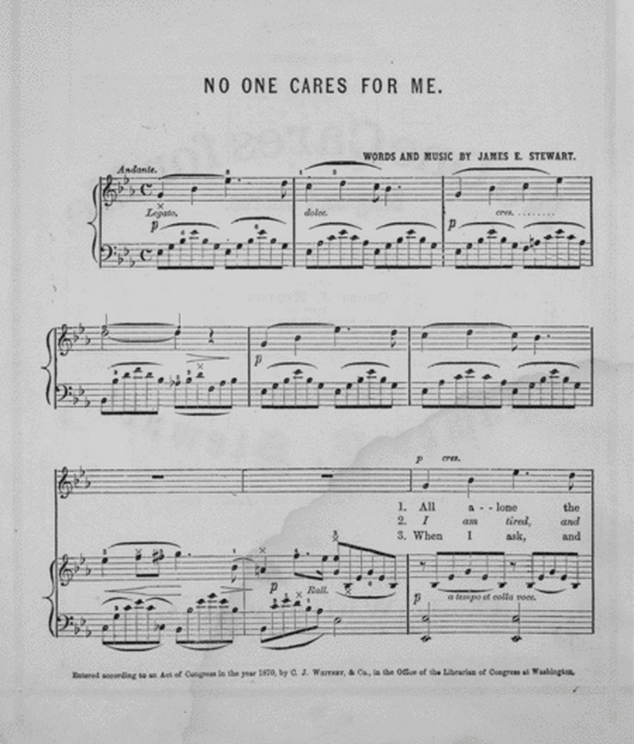 No One Cares For Me. Song and Chorus
