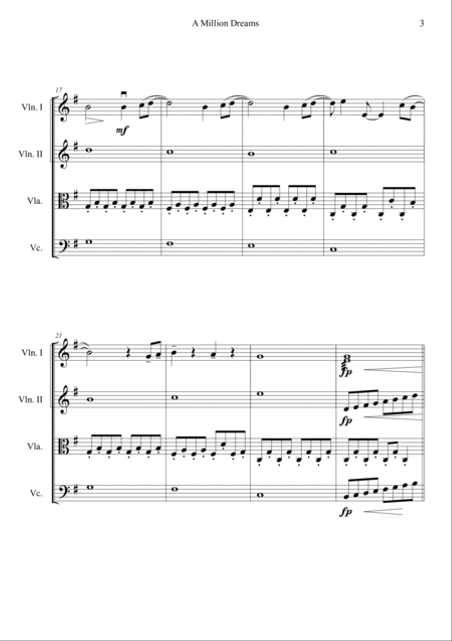 A Million Dreams String Quartet scores gallery preview page 4