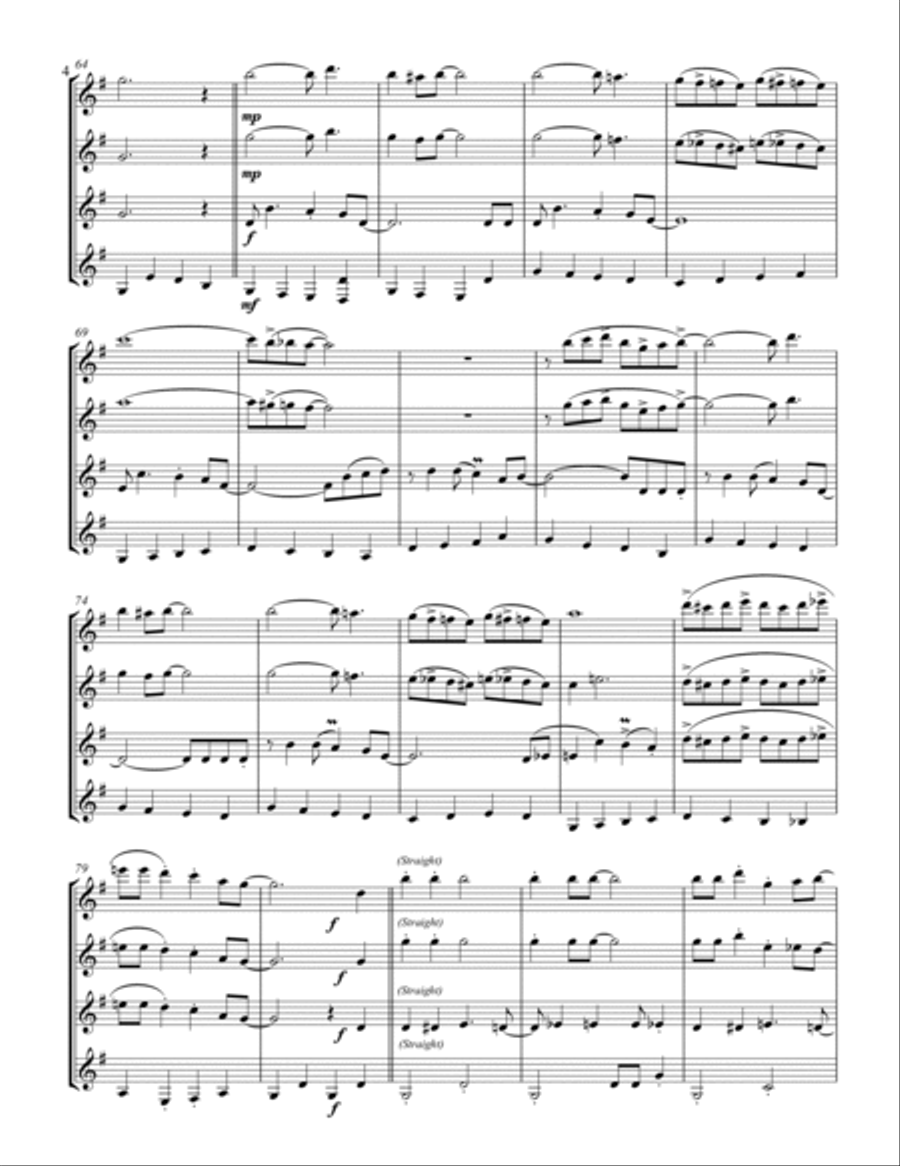 Jingle Bells (for Clarinet Quartet) Clarinet Quartet scores gallery preview page 5